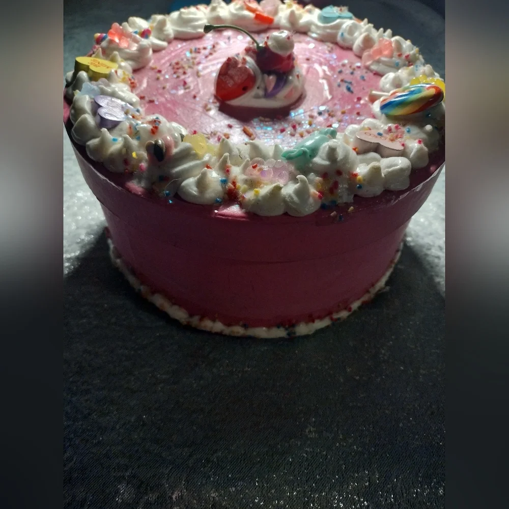 Pink Decorative Cake with Candy Accents
